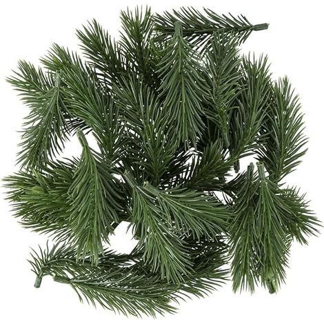 Lot de 38 branches de sapin artificielles - Vert - 8 cm de long - Décoration de couronne de l'Avent - Vert sapin (1/3)