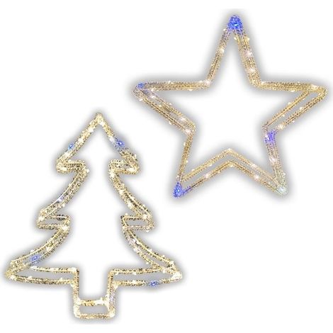 MA MAISON STELLA O ALBERO DI NATALE LUMINOSO LIGHT 80 LED BIANCO CALDO 29X35 CM A BATTERIA FANTASIA ASSORTITA (1/4)