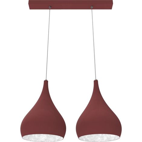 LUMICOM CALICE LINEARE Sospensione, 2x E27, max 42W, metallo, rosso cowhide/bianco, Ø 25cm (1/3)