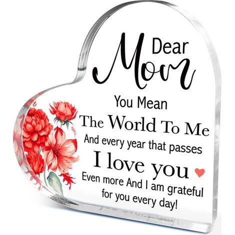 Plaque acrylique cœur décoratif à poser, décoration bureau élégante, cadeau souvenir(10 cm) (1/4)
