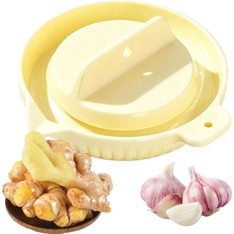 Grattugia aglio manuale rotativa 10 x 2 cm, realizzata in resistente ceramica con motivo in rilievo, ideale per grattugiare zenzero e salse, oltre a verdure, formaggio, cioccolato e scorza di limone. (1/5)