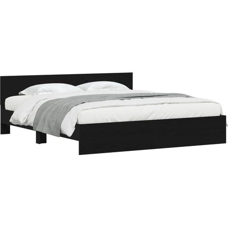 Maison Exclusive - Rám postele s čelem s čelo Černý dub 203 x 185 x 70 cm (1/5)