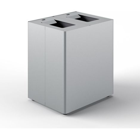 Pattumiera a 2 Scomparti Totale 90 L 56x44x 63 cm con Contenitori Interni in Acciaio Verniciato Grigio