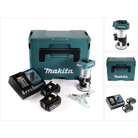 Makita DRT 50 RFJ inalámbrico multifunción router sin escobillas 18V + 2x baterías recargables 3,0 Ah + cargador rápido en Makpac 3