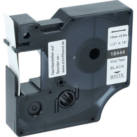 vhbw Label Tape compatible with Tyco T107M Label Printer 5.5m x 12 mm, Black on White, Vinyl, plastic (1/4)