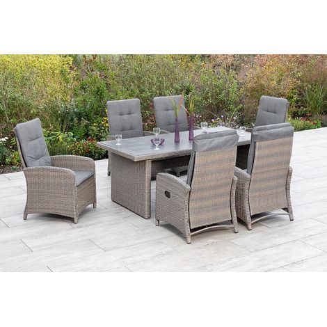 Atrani Set 7tlg 6 Sessel Auflagen 1 Tisch 200x100cm