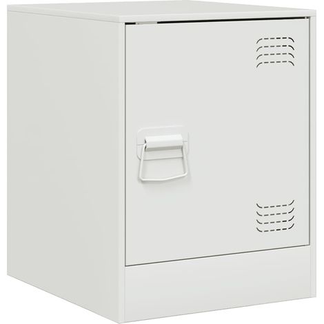 Comodino con vano con anta 34,5 x 39 x 44 cm acciaio bianco DEC033292