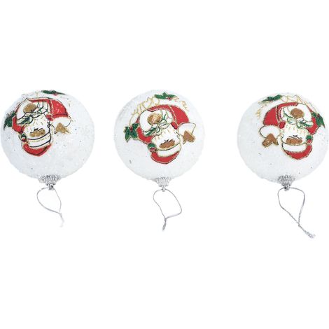 Lot de 3 boules de Noël en mousse à suspendre au sapin, blanches, pour décorations de fêtes et de fêtes. (1/5)