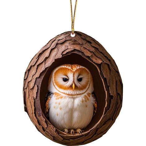 Guirlande Animale - Décoration Arbre De Noël En Acrylique Plate 3,15 Pouces - Hibou - Lot De 1 (1/5)