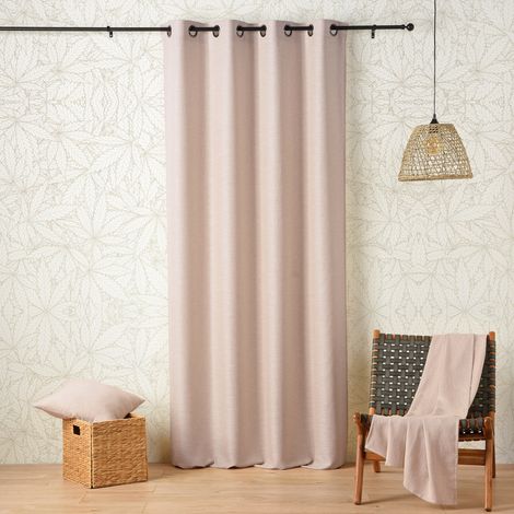 Rideau œillets polylin tamisant aux propriétés relaxantes du CBD Ecru 140x260 cm