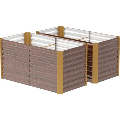 Bacs de jardin surélevés acier galvanisé 120x60x60 cm lot de 2 résistants intempéries