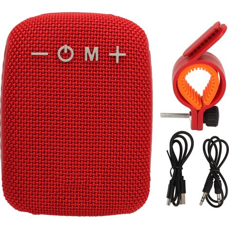 Altoparlante Bluetooth per bicicletta, supporto impermeabile, slot per scheda di memoria, radio wireless portatile con supporto rosso per bicicletta. (1/5)