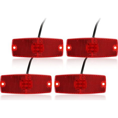 4 Pcs Feux de Gabarit LED pour Remorque 12V 24V Feux de Position Latéraux Camion avec Réflecteur, Homologué E-Mark, Imperméable, Incluses 8 Vis Montage, Tapis éponge - Rouge (1/4)
