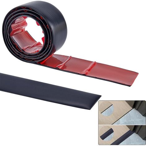 Bande de Transition de Sol Autocollante en PVC pour Revêtement de Sol Stratifié Séparateur Plat Bande de Jonction pour Joints Tapis Seuil Carreaux de Transition Noir 1.2 m X 5cm (1/5)