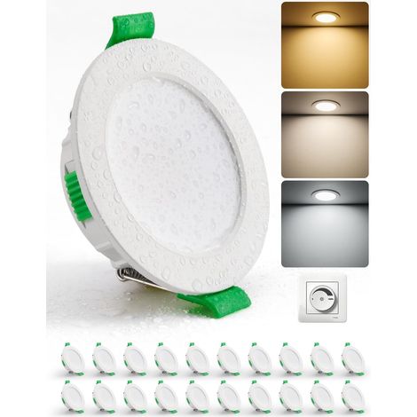 Spot LED Encastrable 55mm - 68mm Trou, 4W Extra Plat Spots de Plafond Salle de Bain, Blanc Chaud 2700K Neutre 4000K Froid 6000K Reglable, IP44 Etanche, Lot de 10