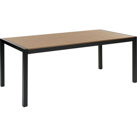 Mesa de comedor de metal negro madera clara 180 x 90 cm 6 personas Vernio
