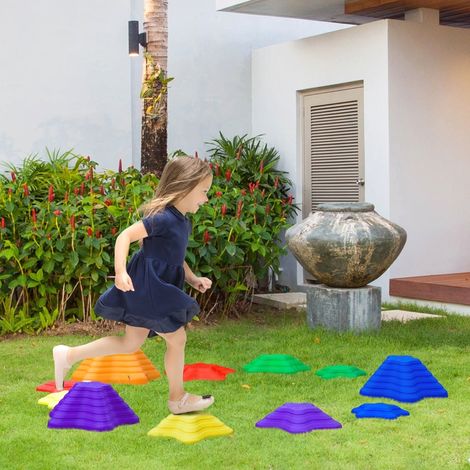 Jeu d'empilage, galets, pierres d'équilibre pour enfants, dalles de jardin, supporte jusqu'à 80 kg, antidérapantes (1/4)