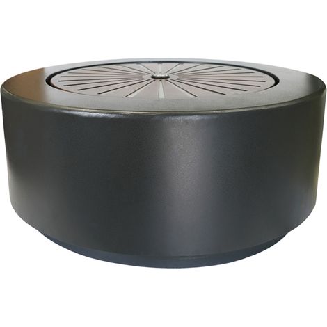 Solis Large Water Feature with Light Display - Metal - L70 x W70 x H30 cm - Charcoal/Aged Copper