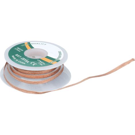 Fil à dessouder en alliage de cuivre, dissolvant de mèche à souder sans nettoyage, outil de ventouse à souder 1.5 mètres 2,5 mm (2515A)