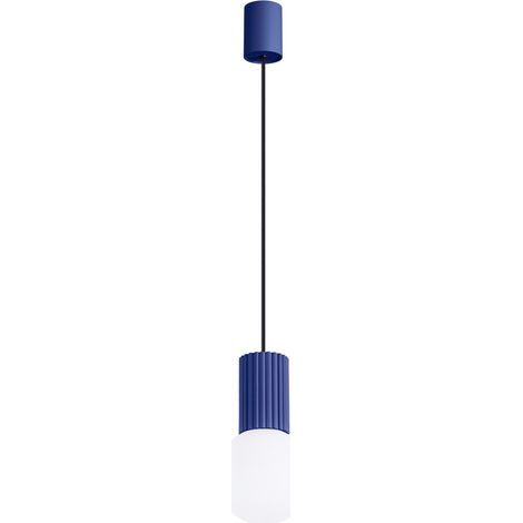 Lampada a sospensione moderna in vetro bianco scanalato color oltremare per soggiorno, sala da pranzo, sopra il tavolo, 1xG9 8W HALO Sollux Lighting (1/5)