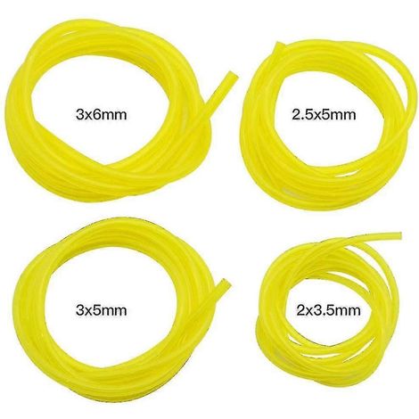 4 Stück Benzinschläuche, Länge 1,5 m, universeller Kraftstoffschlauch, transparent gelb, für Gartengeräte wie Laubbläser, Trimmer, Kettensägen und Rasenmäher.