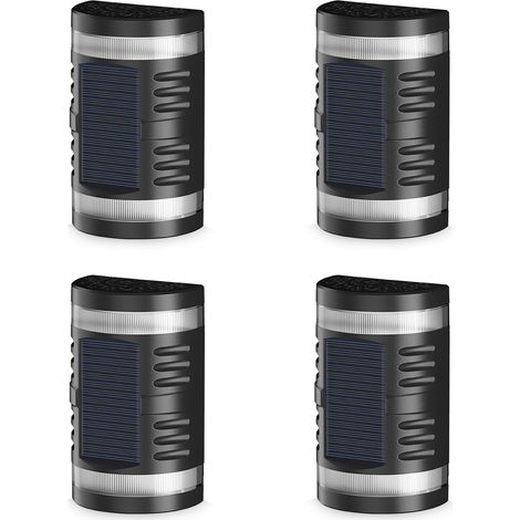 Apliques solares de pared para exteriores con función de encendido/apagado automático, resistentes al agua, inalámbricos, juego de 4 unidades. (1/5)
