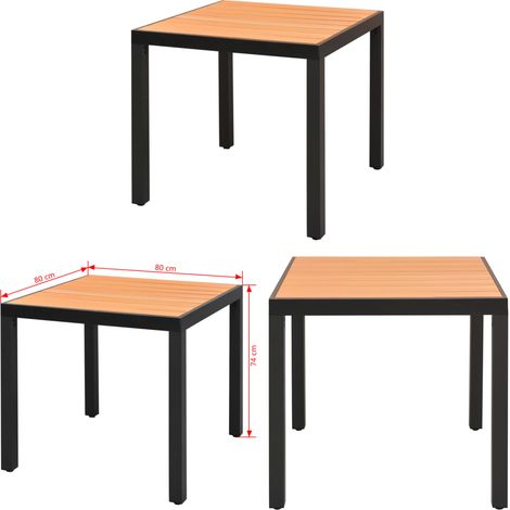 Table de jardin Marron 80 x 80 x 74 cm Aluminium et WPC - Table De Jardin - Table Extérieure - Mobilier De Jardin - Table Ronde - Table En Aluminium - Home & Living (1/3)