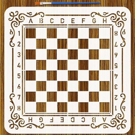 Pochoir Peinture Disque de Jeu avec Pinceau 30x30cm Réutilisable Modèle de Dessin Échiquier Plastique PET Pochoir Disque d'Échecs Chiffres et Lettres Modèle Thème Quotidien pour Décor (1/5)