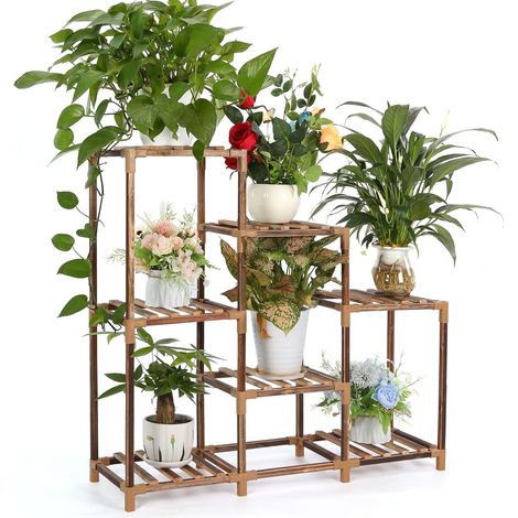 Étagère à Plantes en Bois Multifonction Créatif Escalier à Fleurs Décoratif pour Intérieur, Extérieur, Balcon, Salon, Bureau, Jardin, 7 Niveaux (1/5)