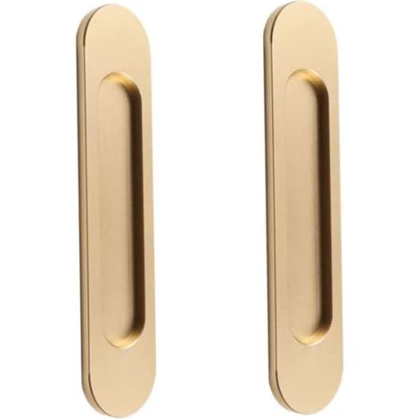 Poignée de porte coulissante ovale moderne et élégante dorée, fixation encastrée durable en acier inoxydable pour portes coulissantes et meubles avec adhésif