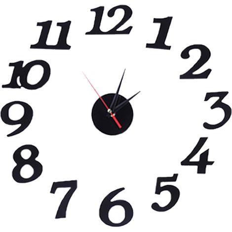 Horloge murale moderne 3D à monter soi-même, sans cadre, avec autocollant numérique effet miroir. (1/5)
