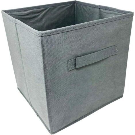 QORVA-Boîte de rangement pliable en tissu gris, 27 cm de large x 27 cm de long x 28 cm de haut, sans couvercle, type tiroir, 1 pièce (1/5)
