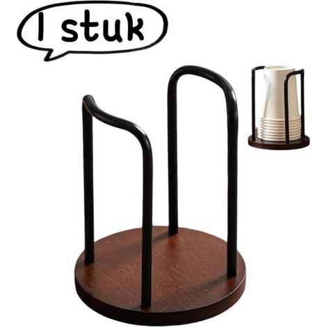 Soporte para vasos de papel de una pieza, Soporte a prueba de polvo para tazas de café y comida invertidas, Modelo para una sola taza, Negro (1/5)