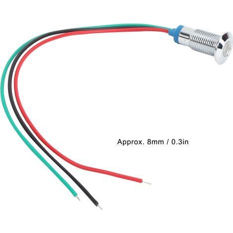 jeux de LED rondes précâblées bicolores étanches en métal, cathode commune 8 mm 36 V (rouge et vert) (1/5)