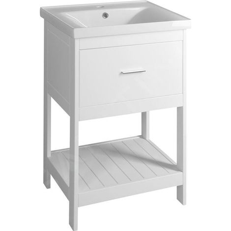 Meuble sous-vasque ETIDE 51,5x85x44 cm, blanc mat (1/5)