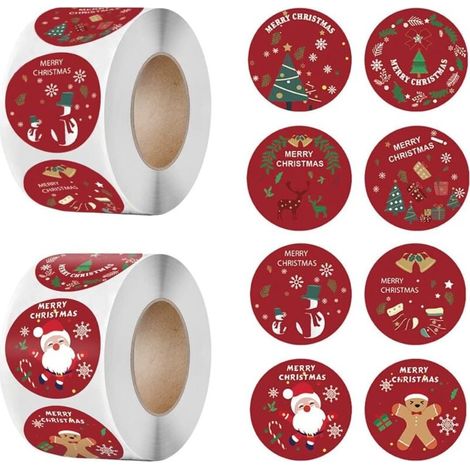 Autocollants cadeaux de Noël 1000 piècesétiquettes 1.5 pouces. avec arbre de Noël. père Noël. élan de Noël. cloche de Noël. autocollants joyeux Noël pour cartes