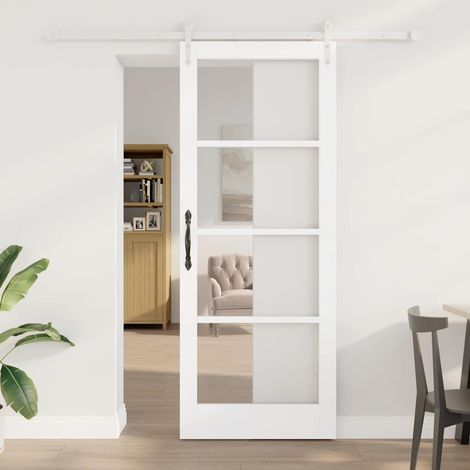 Porte coulissante-Porte intérieure Blanc 83 x 211 cm Bois et métal 350282 (1/5)