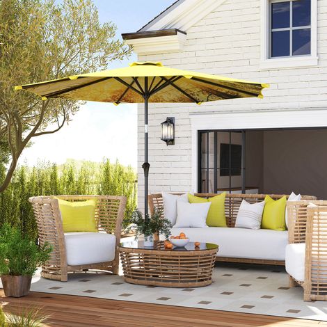 Parasol Ø300 cm. parasol à manivelle. parasol octogonal de balcon. jaune
