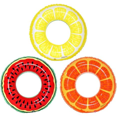 3er-Set Frucht-Pool-Schwimmringe (Wassermelone, Orange, Zitrone) – Lustiges Spielzeug für Erwachsene