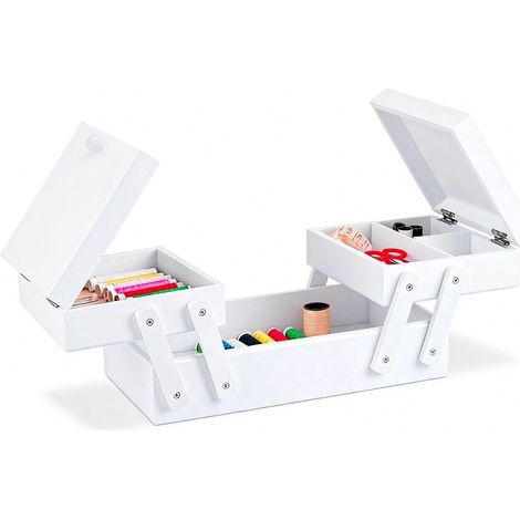 Costurero plegable de madera con 5 compartimentos