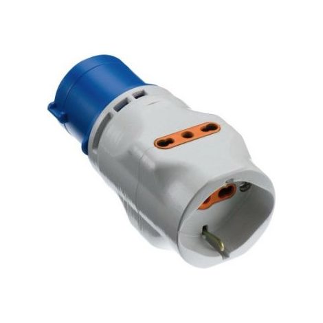 Adattatore 16A 2P+T Industriale A Schuko+2Biv. (Elettrocanali Cod. Ec690510)