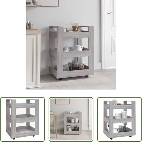 Rangement de cuisine - Chariot de cuisine Sonoma gris 60x45x80 cm Bois d'ingénierie (1/5)