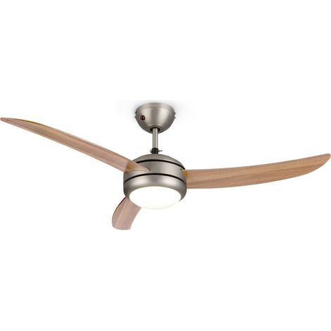 Ventilateur de plafond 52" 10344 m³/h – 3 pales imitation chêne – 3 vitesses – Télécommande incluse – Fonction été/hiver (1/5)