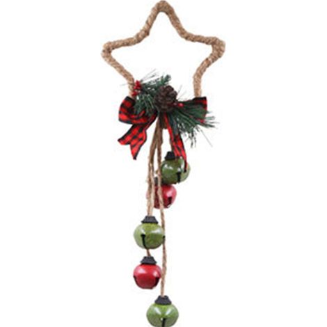 Guetto Porte Noël - Pommes De Pin Faux - Clochettes Métalliques - Ruban Carreaux Buffalo - 2 Pièces (1/5)