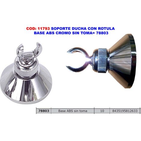 Supporto doccia con snodo sferico base in ABS cromato senza presa 78803