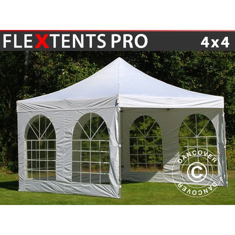 Pop up gazebo FleXtents PRO Vintage Style 4x4 m White, incl. 4 sidewalls (1/2)