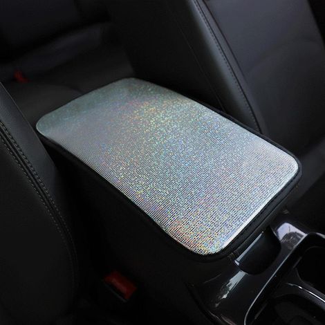 Housse de coussin d'accoudoir de voiture colorée, protection pour console centrale, accessoires, or et blanc brillants (1/5)