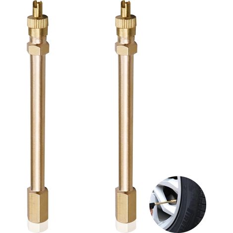 2 Pièces Rallonge Valve, Laiton 10 Cm, DéMonte-Obus IntéGré, Pour Motos VéLos Voitures (1/5)