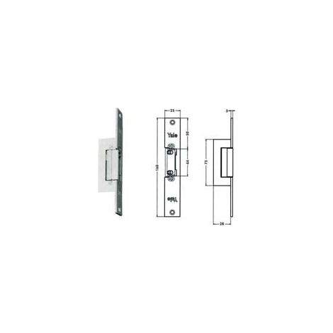 Gâche Électrique Symétrique Réversible Avec Butée 67F0 - 16 cm finition gris acier (Y67F0504)