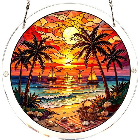 Ornement de fenêtre rond translucide en acrylique attrape-soleil (N styles)